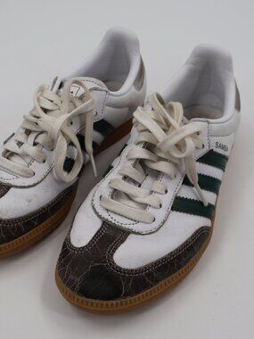Adidas Samba Sneakers Mens 7.5 White Green Gum Cracked Leather JI2724